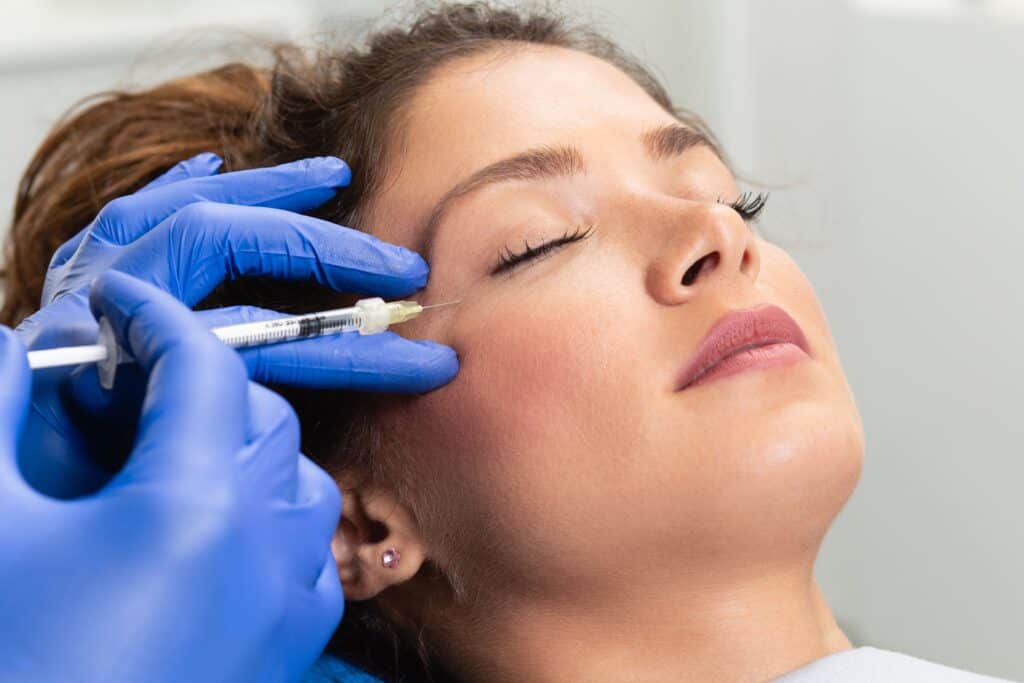 A Female getting injection on near eyes | Botox and Dysport San Antonio, TX | My Best Face Forward Aesthetics